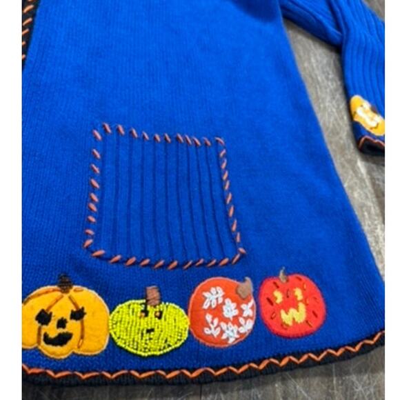 "STUNNING HALLOWEEN" Zip Up Sweater,Lots of Embellishments,Giant Owl On Back - Picture 4 of 12